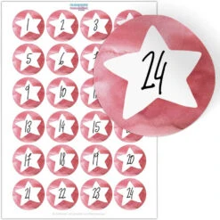 Dr. Oetker Aufkleber 1-24, Rot-weiß