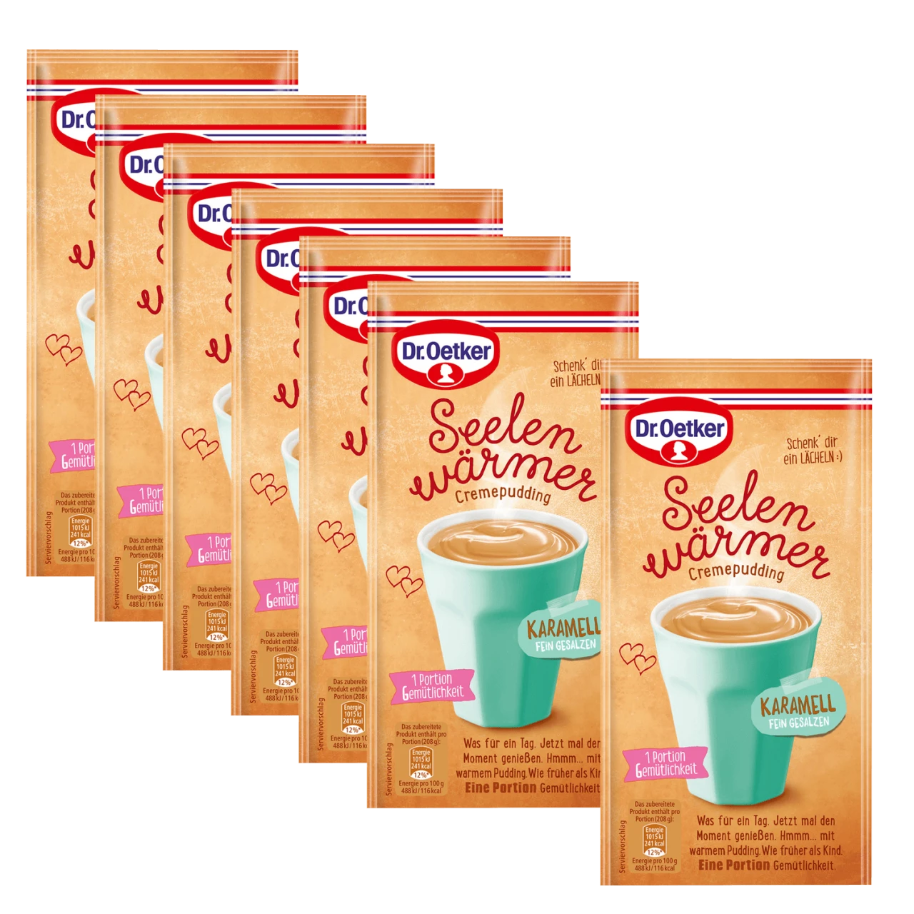 Dr. Oetker Seelenwärmer Tassen-Cremepudding Karamell, 6er Pack + 1 Gratis 1 Dr. Oetker Seelenwärmer Tassen-Cremepudding Karamell, 6er Pack + 1 Gratis