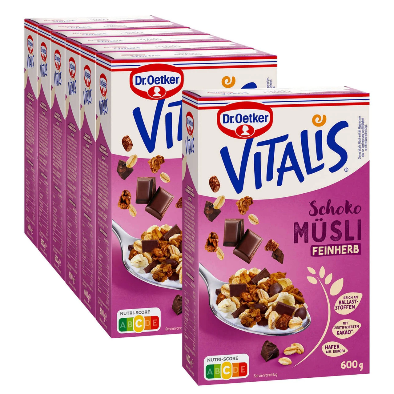 Dr. Oetker Vitalis Schokomüsli Feinherb RAC MB, 6er Pack + 1 Gratis 1 Dr. Oetker Vitalis Schokomüsli Feinherb RAC MB, 6er Pack + 1 Gratis