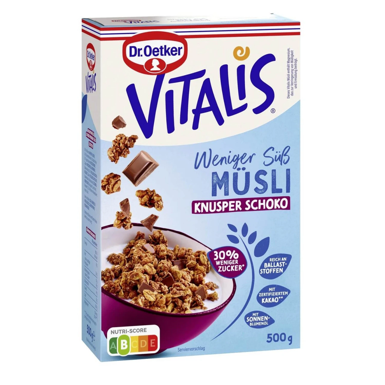 Dr. Oetker Vitalis Weniger Süß Knusper Schoko 1 Dr. Oetker Vitalis Weniger Süß Knusper Schoko