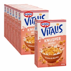 Dr. Oetker Vitalis Knuspermüsli Flakes+Mandeln, 6er Pack + 1 Gratis