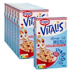 Dr. Oetker Vitalis Weniger Süß Knusper Früchte, 6er Pack + 1 Gratis