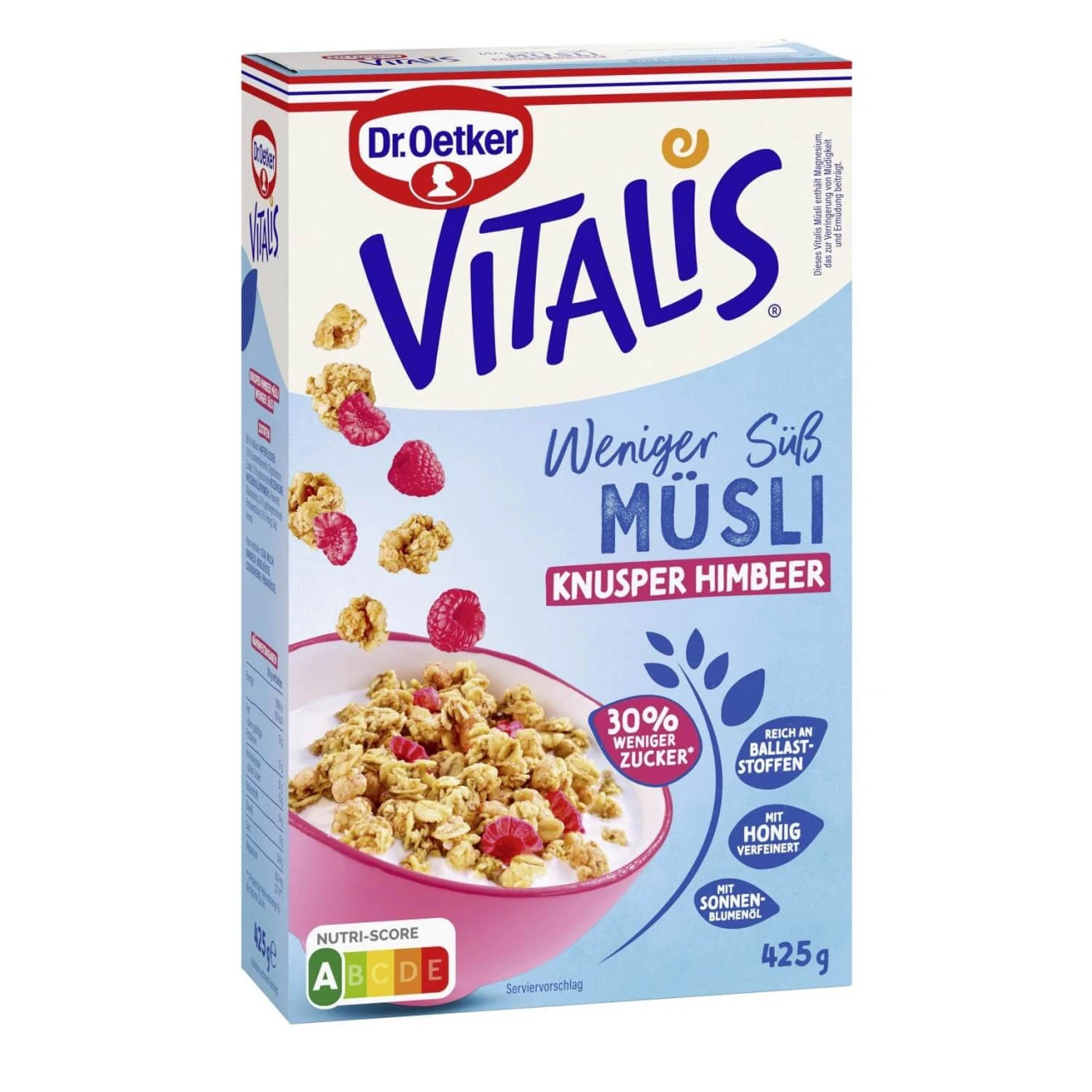Dr. Oetker Vitalis Weniger Süß Knusper Himbeer 2 Dr. Oetker Vitalis Weniger Süß Knusper Himbeer – Bild 2