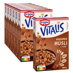 Dr. Oetker Vitalis Knuspermüsli Schoko 1500g, 6er Pack + 1 Gratis